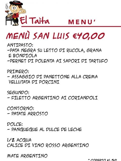 Menu San Luis